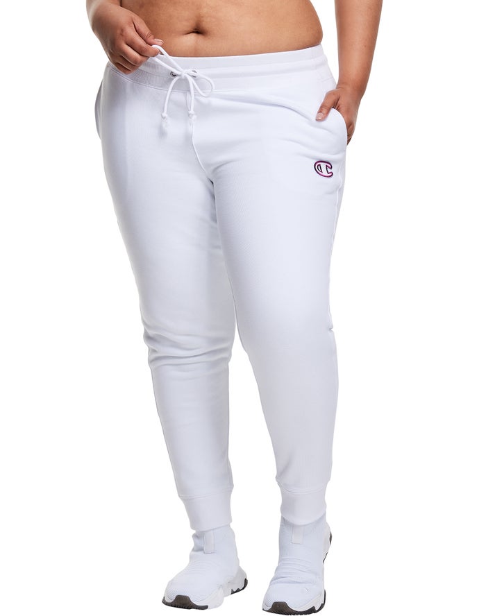 Champion Dame Joggingbukser Hvide - Plus Reverse Weave Triple Outline C Logo - Danmark CAH-971685